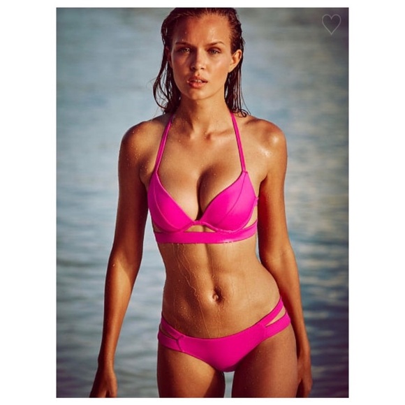 2 Pc Set: 32B Small Victoria's secret Swim Banded hottie halter + itsy bikini - Picture 8 of 15